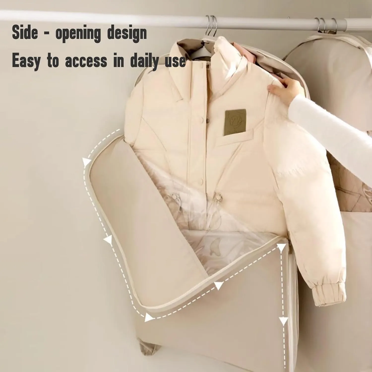 Space Saving Hanging Garment Bag with Self Compression Zipper,2025 Upgrade Space Saver Closet Organizers,Winter Coat Storage,Dust Cover Clothes Bags for Down Coat (Pink, 90X58X15cm)