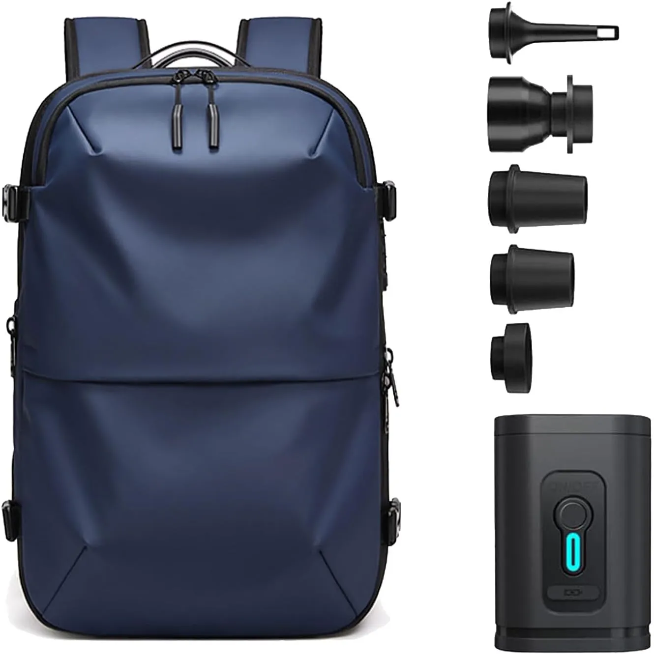 Space Vac Pro Backpack, Spacevac Pro 40L Vacuum Compression Travel Backpack with Pump for Airplane Carry on Size (Blue, Prestige)