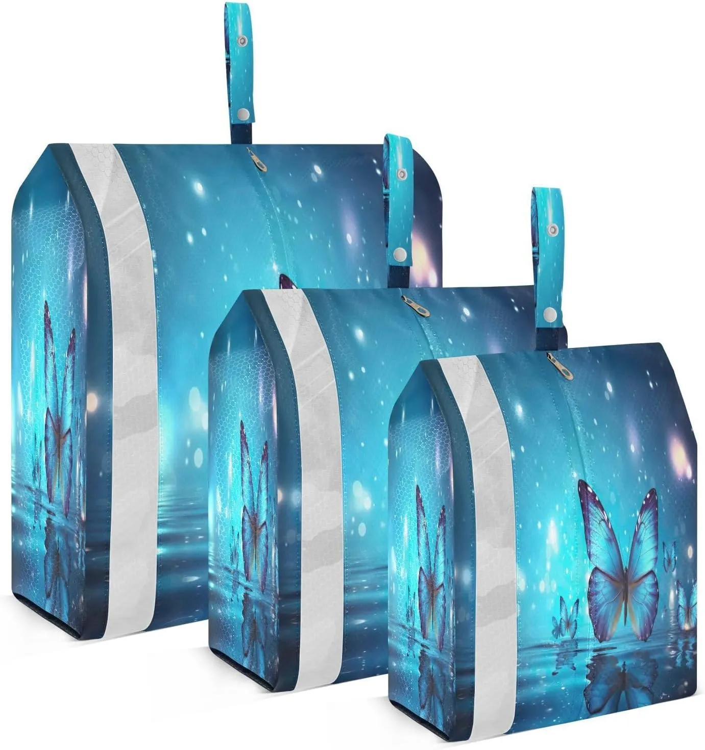 Sparkle Butterfly Blue Compression Packing Cubes for Travel Packing Organizers Large Luggage Organizers Bags for Women Men Travel Luggage