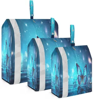 Sparkle Butterfly Blue Compression Packing Cubes for Travel Packing Organizers Large Luggage Organizers Bags for Women Men Travel Luggage