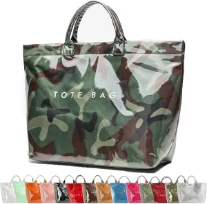Stellaya Tote Bag, Women's PVC Kraft Paper Tote Bag, Large Shopping Hobo Handbags