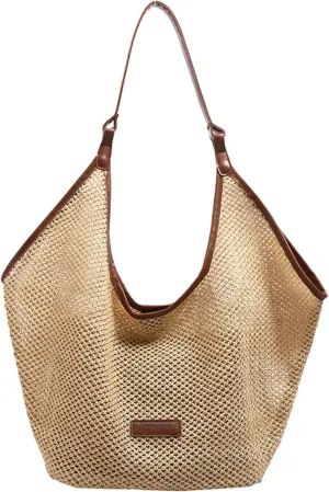 Straw Bag Hobo Totebag Women Beach Bag With Inside Purse Vacation Vintage Purse Summer Shoulder Bags