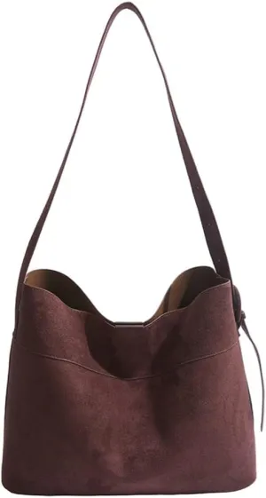 Suede Bucket Bags for Women Slouchy Tote Bags for Women Shoulder Bag with Pouch Crossbody Purse Satchel Bag Carryall