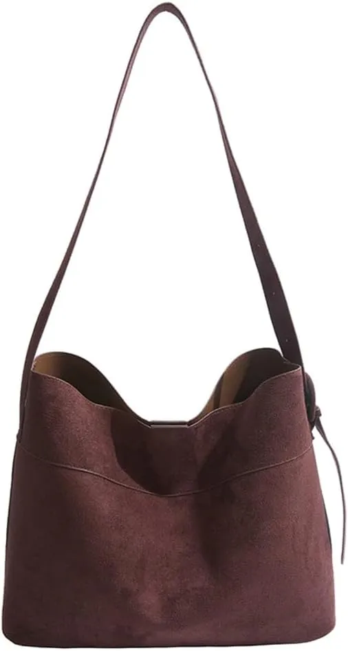 Suede Bucket Bags for Women Slouchy Tote Bags for Women Shoulder Bag with Pouch Crossbody Purse Satchel Bag Carryall