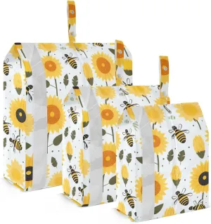 Sunflowers Bees Flowers Packing Cubes for Travel 3 Set Travel Compression Bags Suitcase Organizer Bags Set for Travel