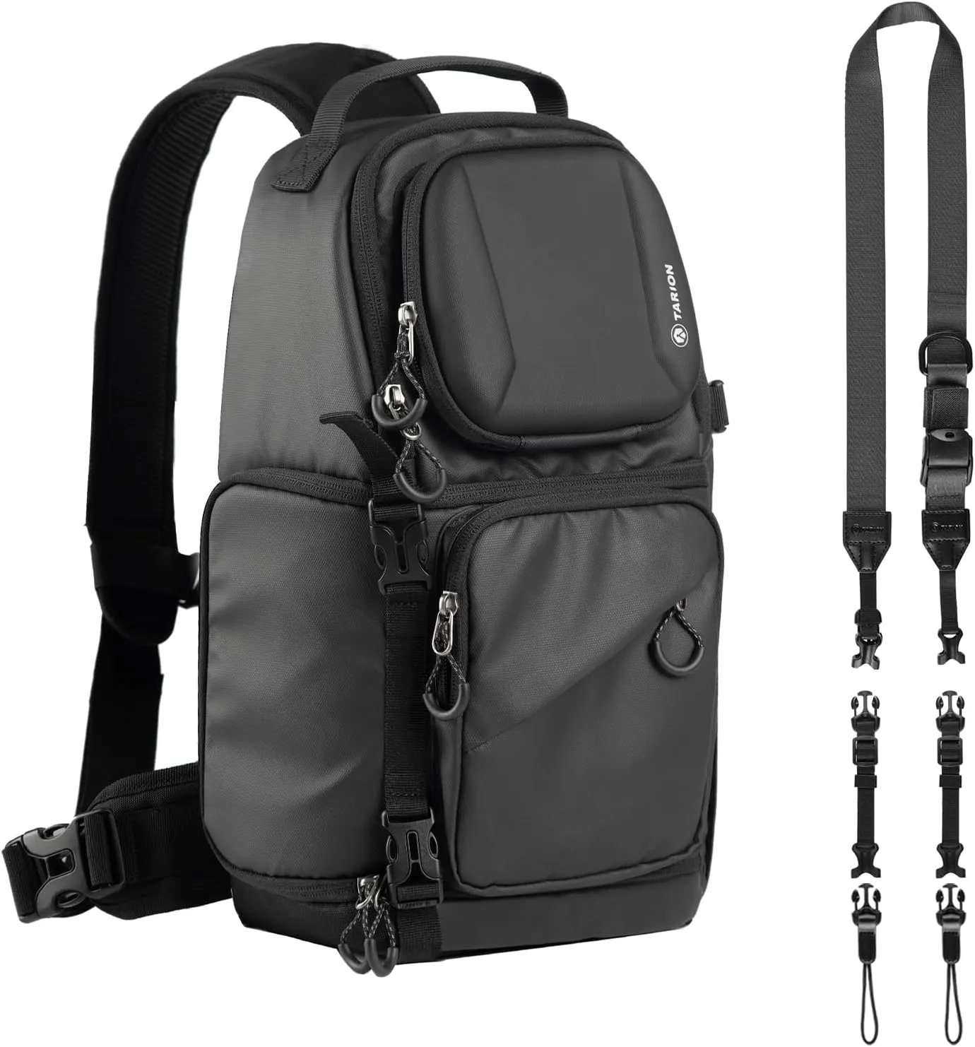 TARION Camera Bag   4-in-1 Camera Strap: DSLR Sling Pack for Photographers TR-S   Convertible Black MB-01