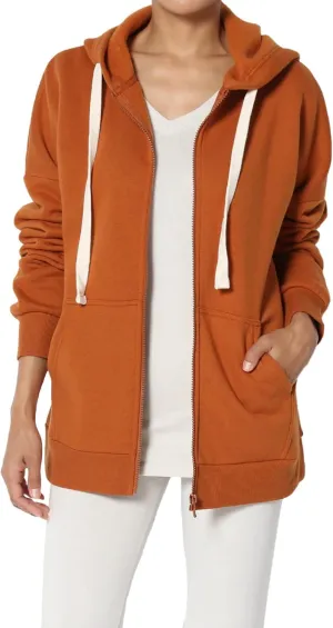 TheMogan Women's Essential Cotton Fleece Full Zip Hoodie Sweatshirt Relaxed Hooded Jacket