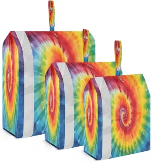 Tie Dye Rainbow Spiral Watercolor Compression Packing Cubes Large Travel Packing Cubes Luggage Organizers for Suitcases Travel Bag for Travel Accessories