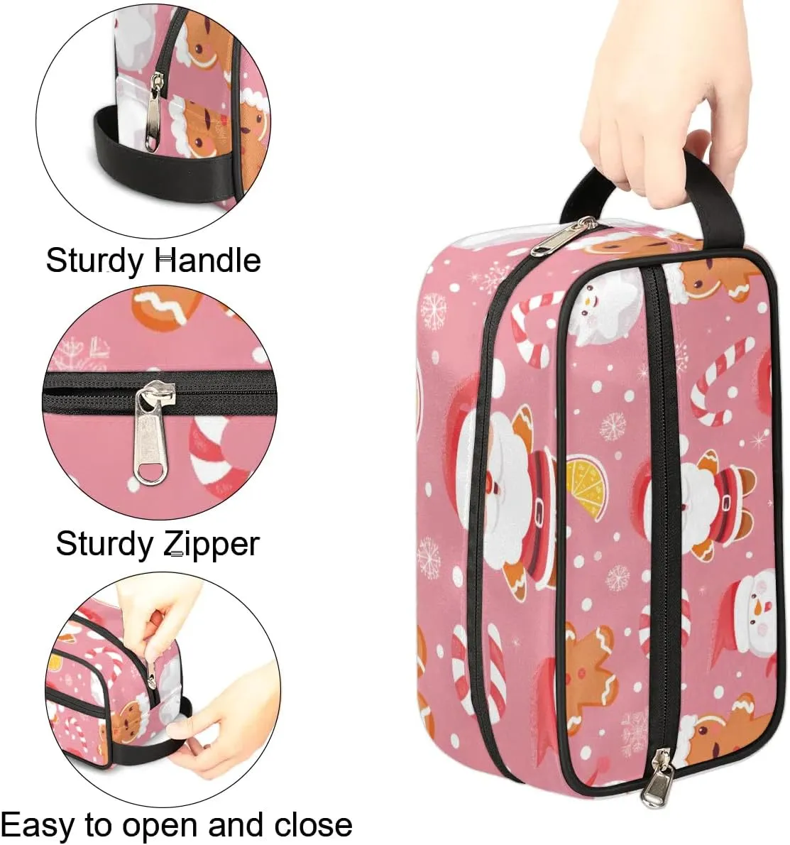 Travel Toiletry Bag for Women Men Christmas Santa Claus Snowman Hanging Cosmetic Bag Waterproof Makeup Bag for Shaving Makeup Toothbrush & Travel Essentials