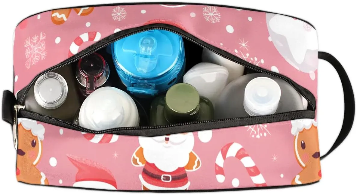 Travel Toiletry Bag for Women Men Christmas Santa Claus Snowman Hanging Cosmetic Bag Waterproof Makeup Bag for Shaving Makeup Toothbrush & Travel Essentials