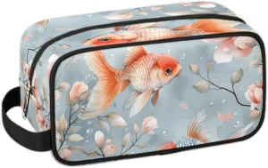 Travel Toiletry Bag for Women Men Fish Floral Hanging Cosmetic Bag Waterproof Makeup Bag for Shaving Makeup Toothbrush & Travel Essentials