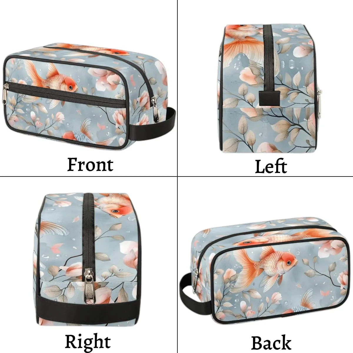 Travel Toiletry Bag for Women Men Fish Floral Hanging Cosmetic Bag Waterproof Makeup Bag for Shaving Makeup Toothbrush & Travel Essentials