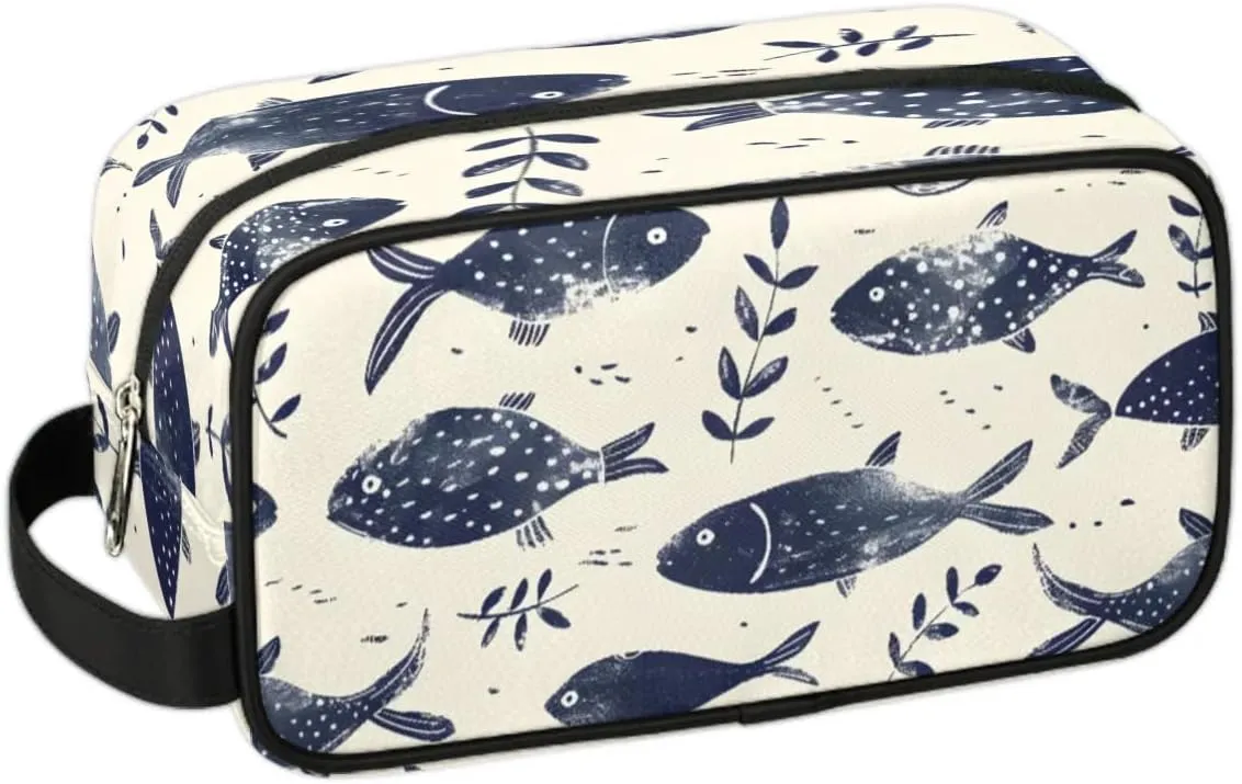 Travel Toiletry Bag for Women Men Fish Themed Hanging Cosmetic Bag Waterproof Makeup Bag for Shaving Makeup Toothbrush & Travel Essentials