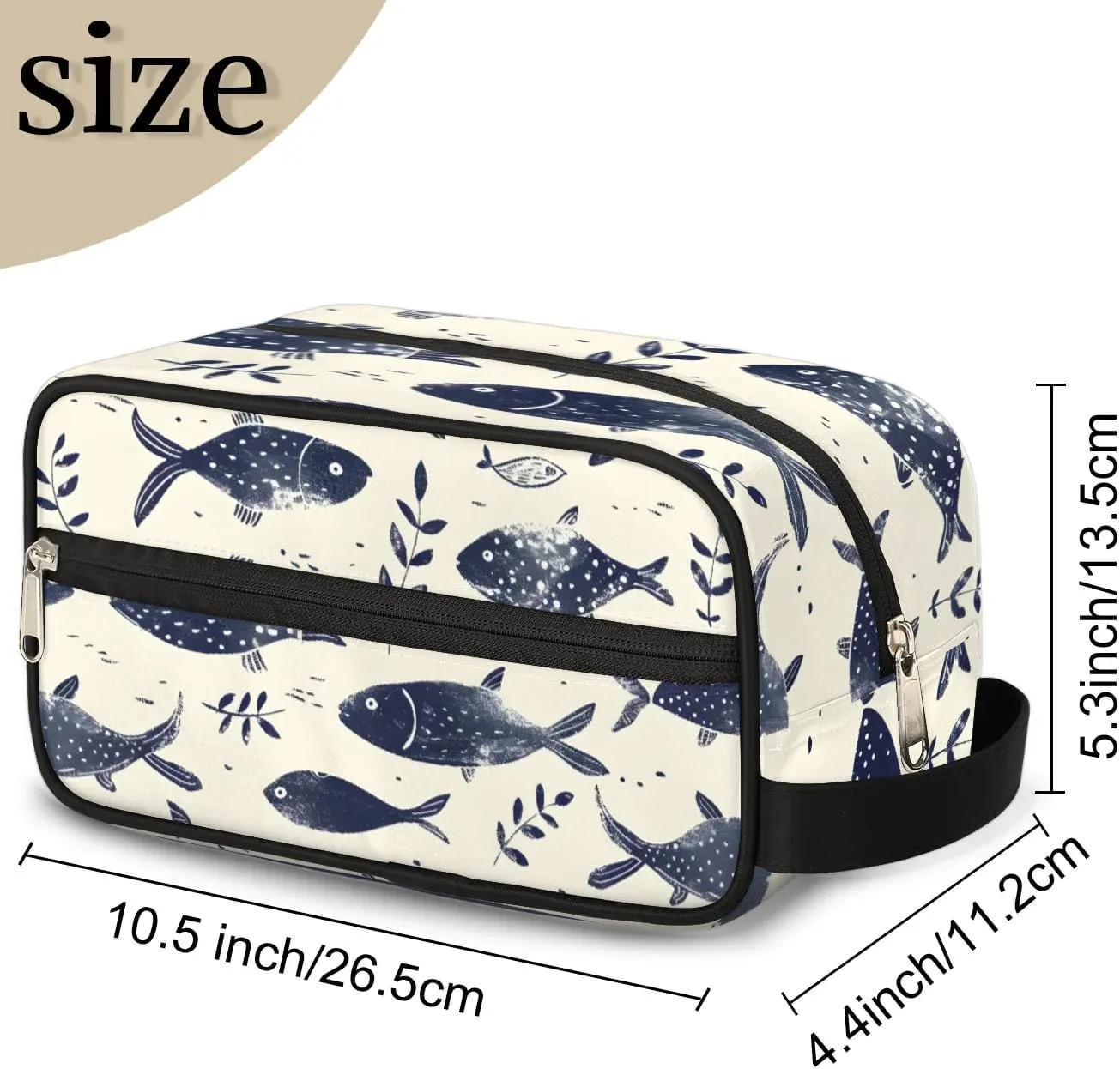 Travel Toiletry Bag for Women Men Fish Themed Hanging Cosmetic Bag Waterproof Makeup Bag for Shaving Makeup Toothbrush & Travel Essentials