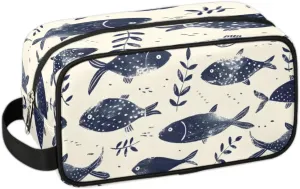 Travel Toiletry Bag for Women Men Fish Themed Hanging Cosmetic Bag Waterproof Makeup Bag for Shaving Makeup Toothbrush & Travel Essentials