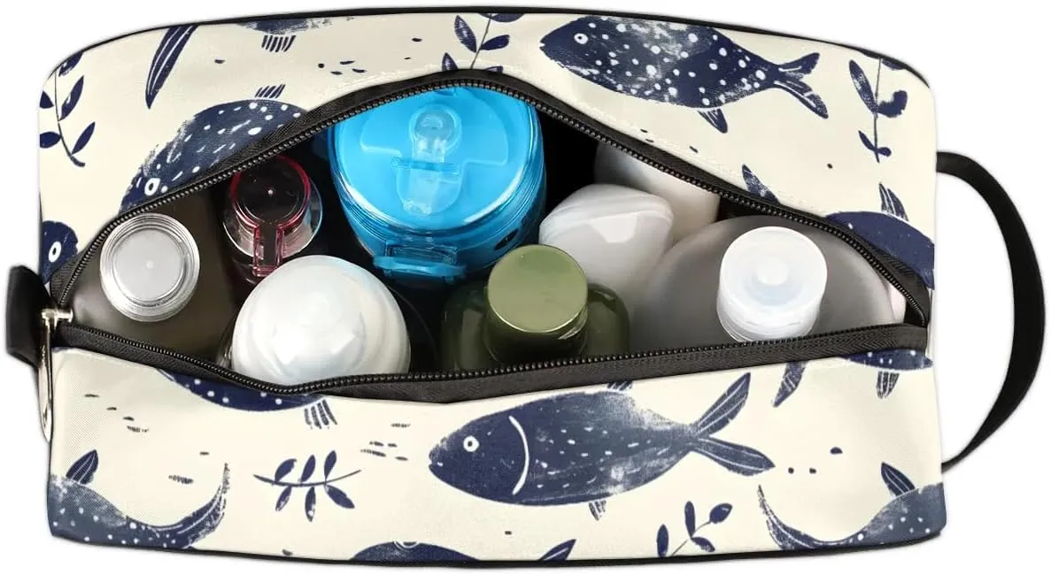 Travel Toiletry Bag for Women Men Fish Themed Hanging Cosmetic Bag Waterproof Makeup Bag for Shaving Makeup Toothbrush & Travel Essentials