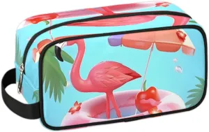 Travel Toiletry Bag for Women Men Flamingo Beach Hanging Cosmetic Bag Waterproof Makeup Bag for Shaving Makeup Toothbrush & Travel Essentials