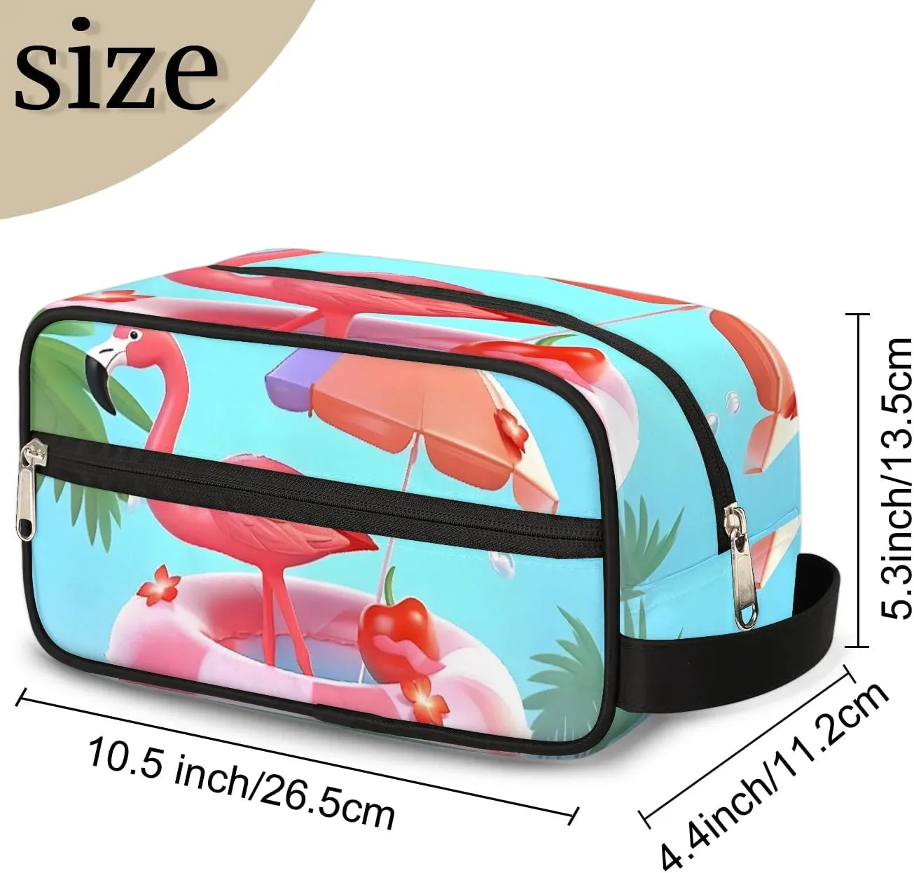 Travel Toiletry Bag for Women Men Flamingo Beach Hanging Cosmetic Bag Waterproof Makeup Bag for Shaving Makeup Toothbrush & Travel Essentials
