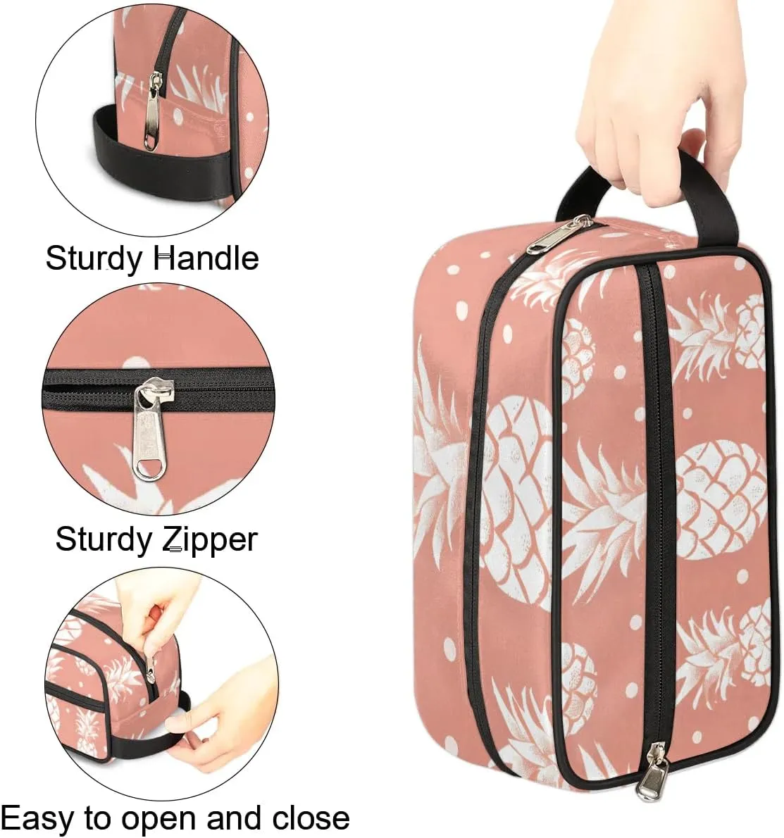 Travel Toiletry Bag for Women Men Fruit Pineapple print Hanging Cosmetic Bag Waterproof Makeup Bag for Shaving Makeup Toothbrush & Travel Essentials