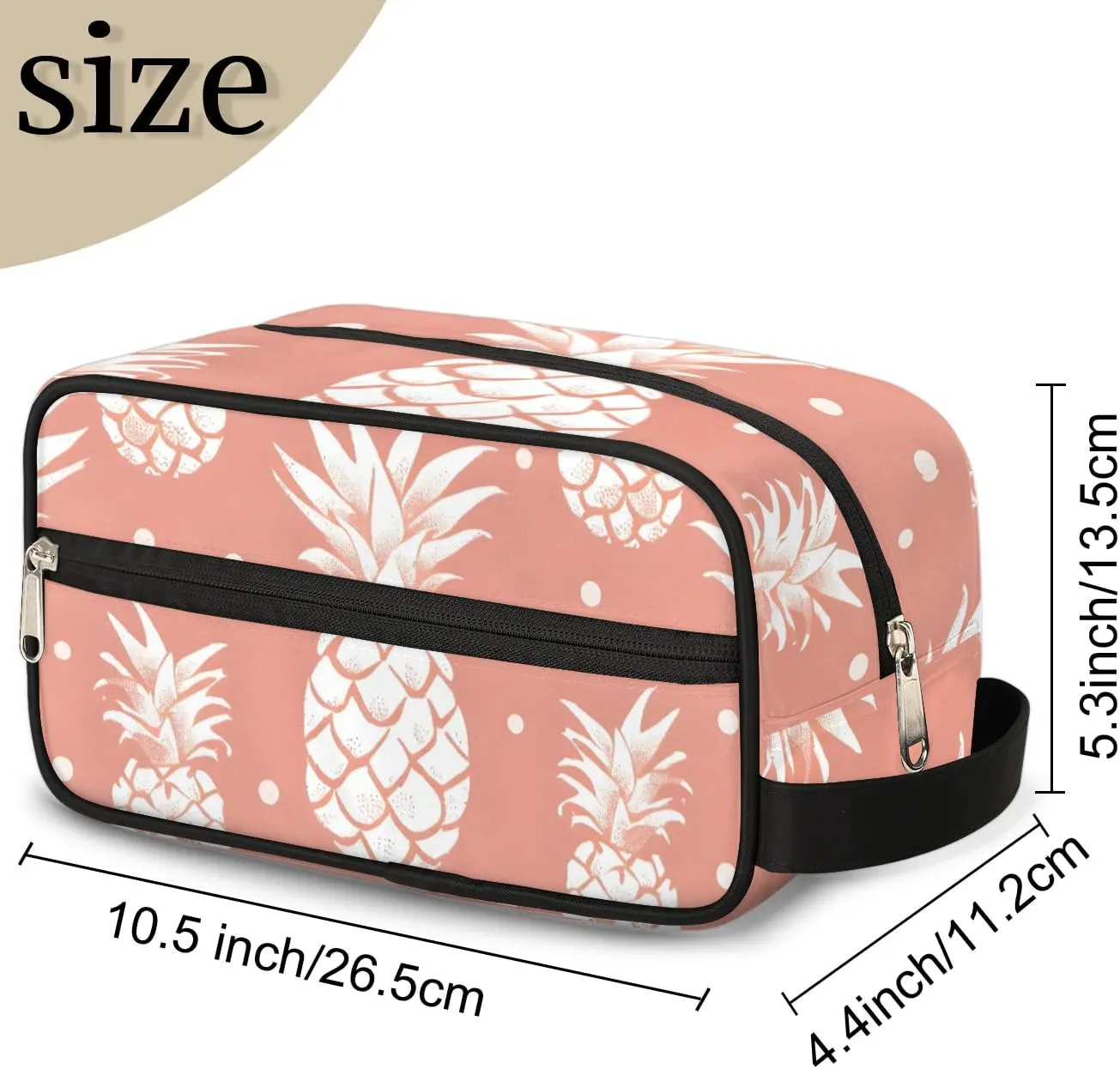 Travel Toiletry Bag for Women Men Fruit Pineapple print Hanging Cosmetic Bag Waterproof Makeup Bag for Shaving Makeup Toothbrush & Travel Essentials