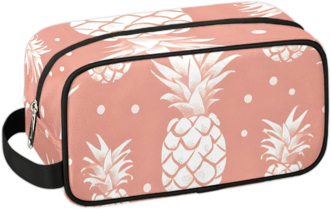 Travel Toiletry Bag for Women Men Fruit Pineapple print Hanging Cosmetic Bag Waterproof Makeup Bag for Shaving Makeup Toothbrush & Travel Essentials