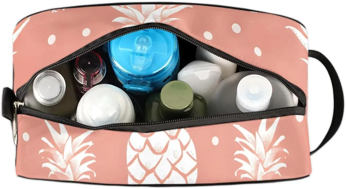Travel Toiletry Bag for Women Men Fruit Pineapple print Hanging Cosmetic Bag Waterproof Makeup Bag for Shaving Makeup Toothbrush & Travel Essentials