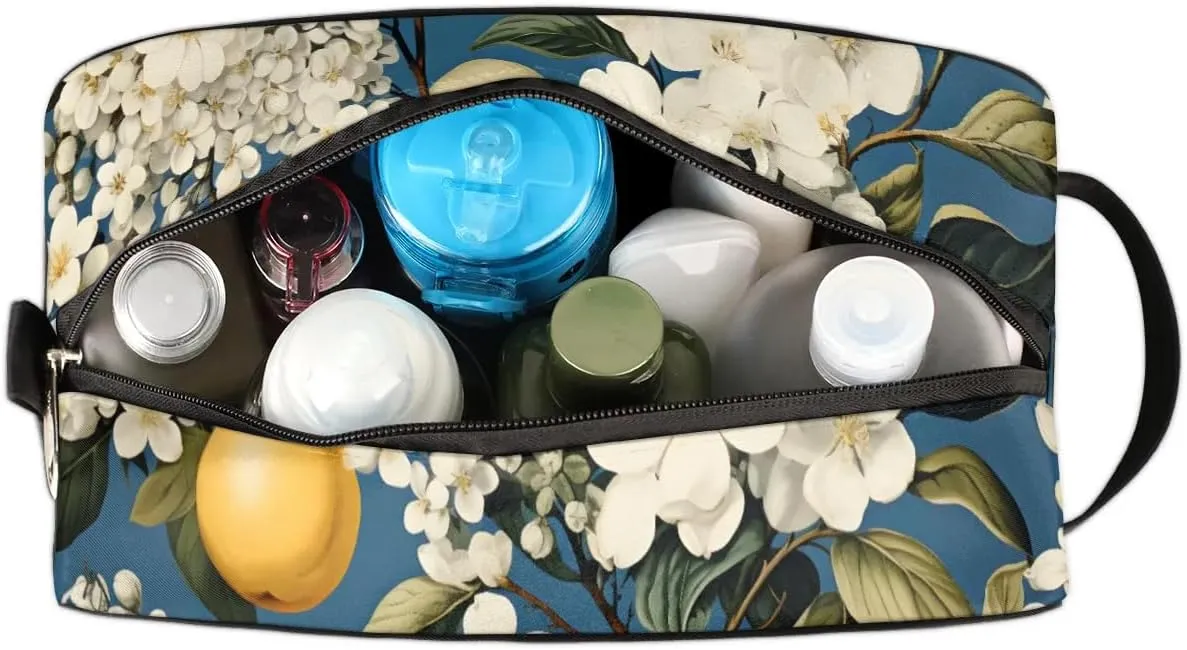 Travel Toiletry Bag for Women Men Lemon Flowers Hanging Cosmetic Bag Waterproof Makeup Bag for Shaving Makeup Toothbrush & Travel Essentials