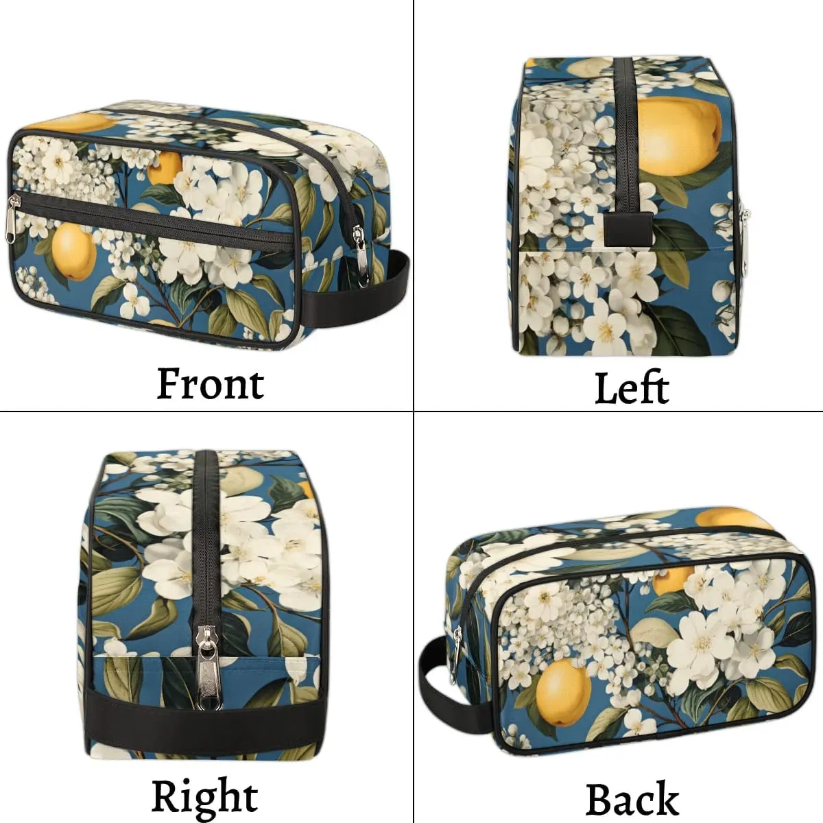Travel Toiletry Bag for Women Men Lemon Flowers Hanging Cosmetic Bag Waterproof Makeup Bag for Shaving Makeup Toothbrush & Travel Essentials