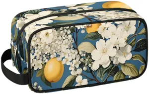 Travel Toiletry Bag for Women Men Lemon Flowers Hanging Cosmetic Bag Waterproof Makeup Bag for Shaving Makeup Toothbrush & Travel Essentials