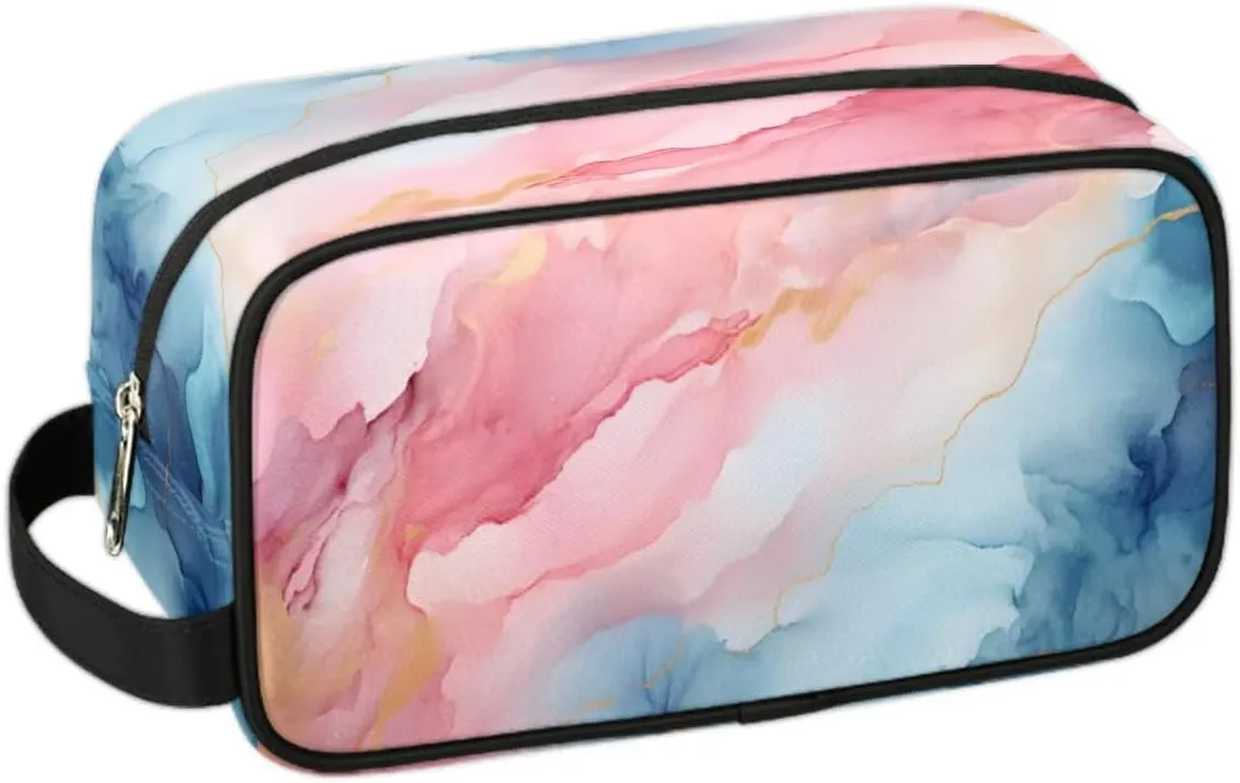 Travel Toiletry Bag for Women Men Marble Pattern Hanging Cosmetic Bag Waterproof Makeup Bag for Shaving Makeup Toothbrush & Travel Essentials