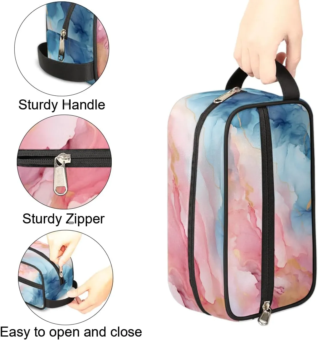 Travel Toiletry Bag for Women Men Marble Pattern Hanging Cosmetic Bag Waterproof Makeup Bag for Shaving Makeup Toothbrush & Travel Essentials