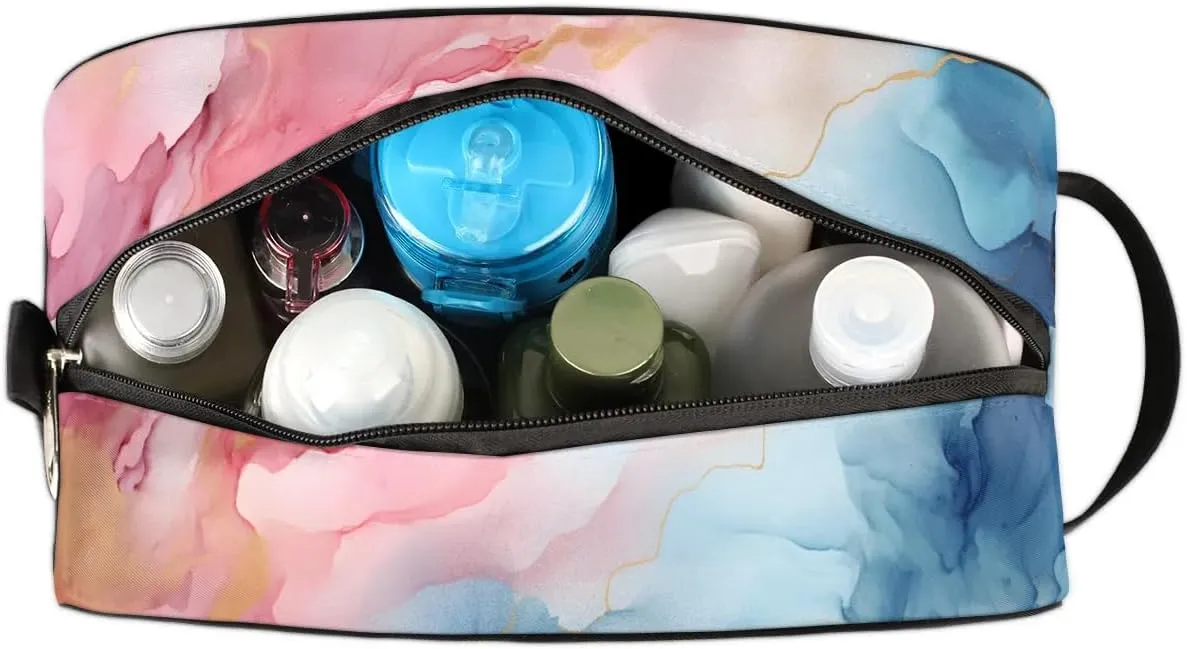 Travel Toiletry Bag for Women Men Marble Pattern Hanging Cosmetic Bag Waterproof Makeup Bag for Shaving Makeup Toothbrush & Travel Essentials