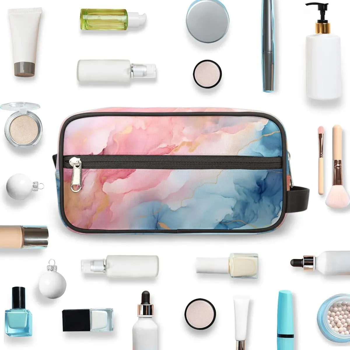 Travel Toiletry Bag for Women Men Marble Pattern Hanging Cosmetic Bag Waterproof Makeup Bag for Shaving Makeup Toothbrush & Travel Essentials