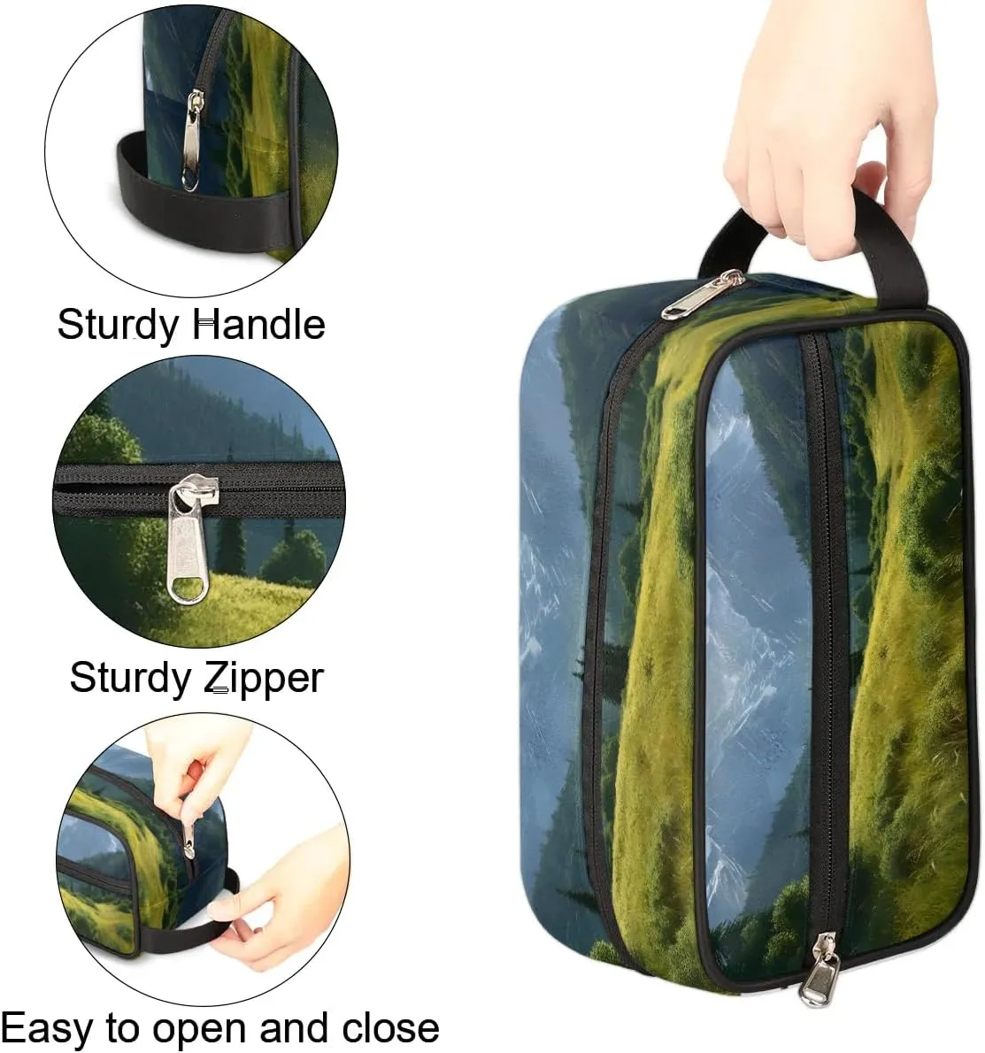 Travel Toiletry Bag for Women Men Nature Mountains Hanging Cosmetic Bag Waterproof Makeup Bag for Shaving Makeup Toothbrush & Travel Essentials