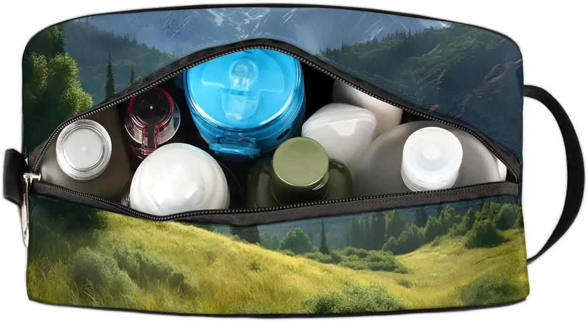 Travel Toiletry Bag for Women Men Nature Mountains Hanging Cosmetic Bag Waterproof Makeup Bag for Shaving Makeup Toothbrush & Travel Essentials