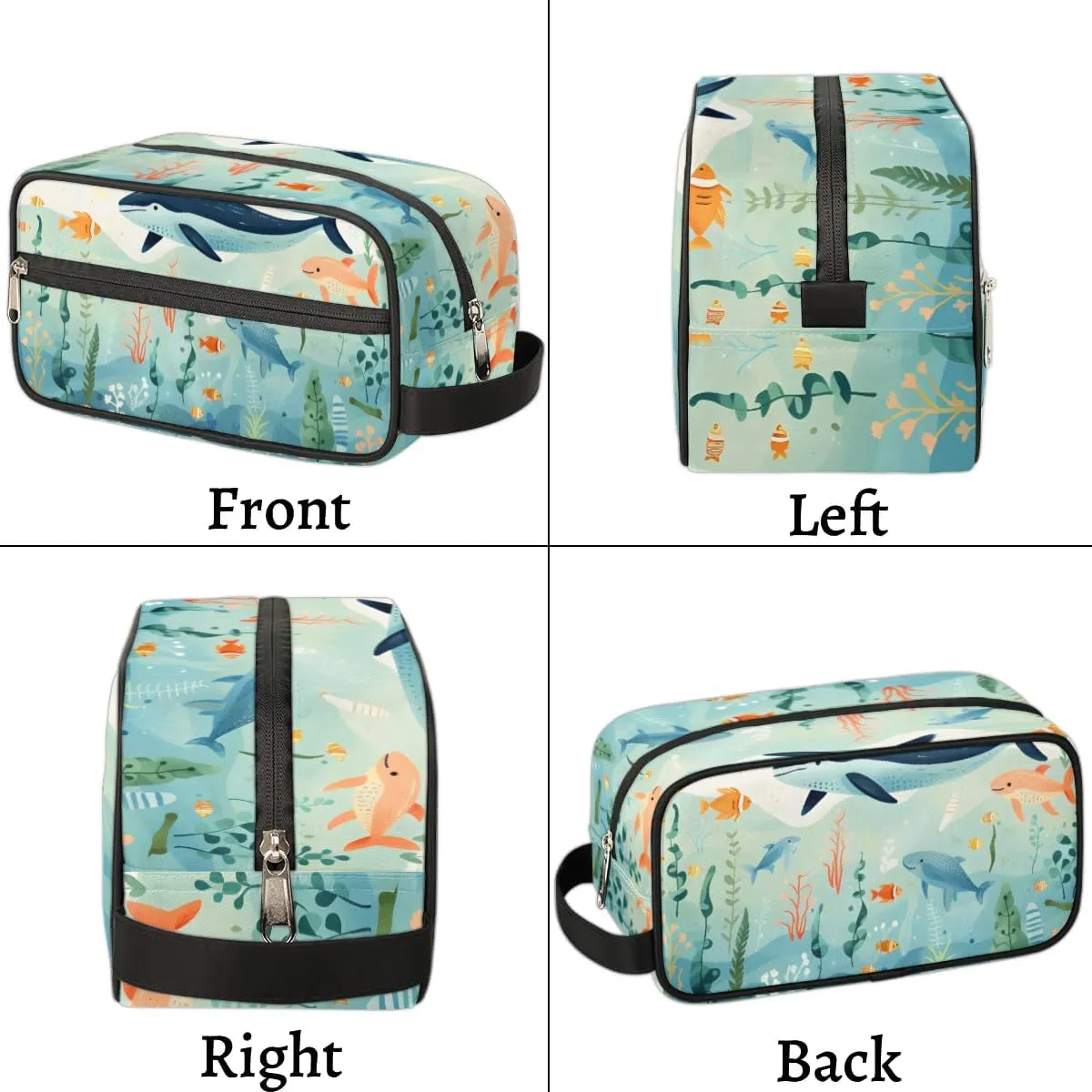 Travel Toiletry Bag for Women Men Ocean Whale Fish Hanging Cosmetic Bag Waterproof Makeup Bag for Shaving Makeup Toothbrush & Travel Essentials
