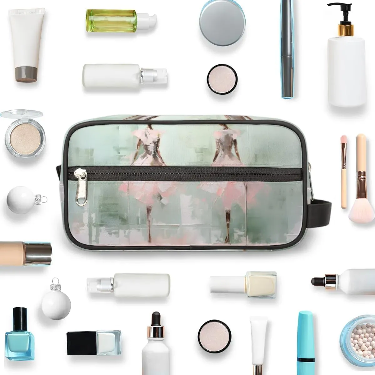 Travel Toiletry Bag for Women Men Oil Painting Ballet Hanging Cosmetic Bag Waterproof Makeup Bag for Shaving Makeup Toothbrush & Travel Essentials