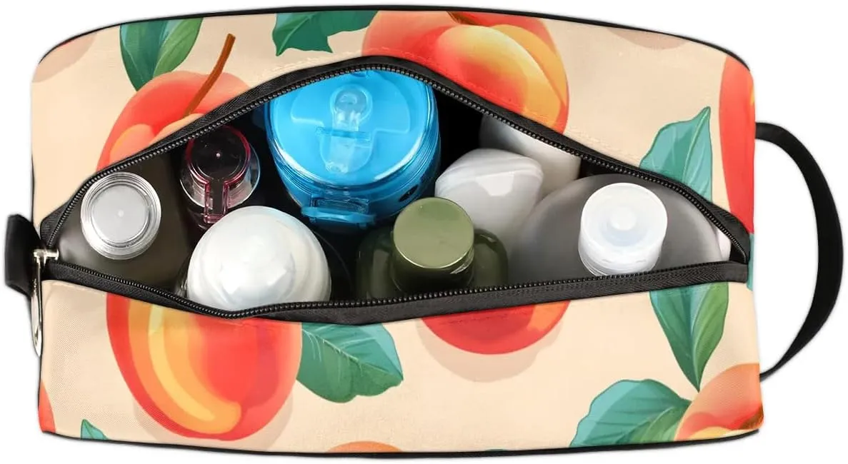 Travel Toiletry Bag for Women Men Peach Theme Hanging Cosmetic Bag Waterproof Makeup Bag for Shaving Makeup Toothbrush & Travel Essentials