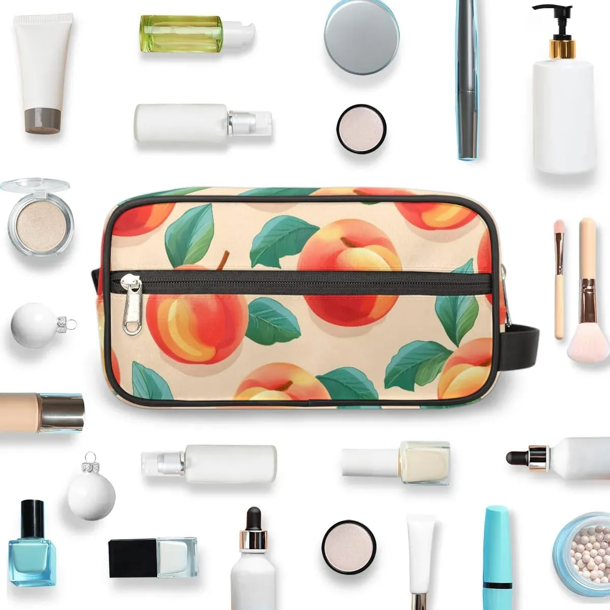 Travel Toiletry Bag for Women Men Peach Theme Hanging Cosmetic Bag Waterproof Makeup Bag for Shaving Makeup Toothbrush & Travel Essentials