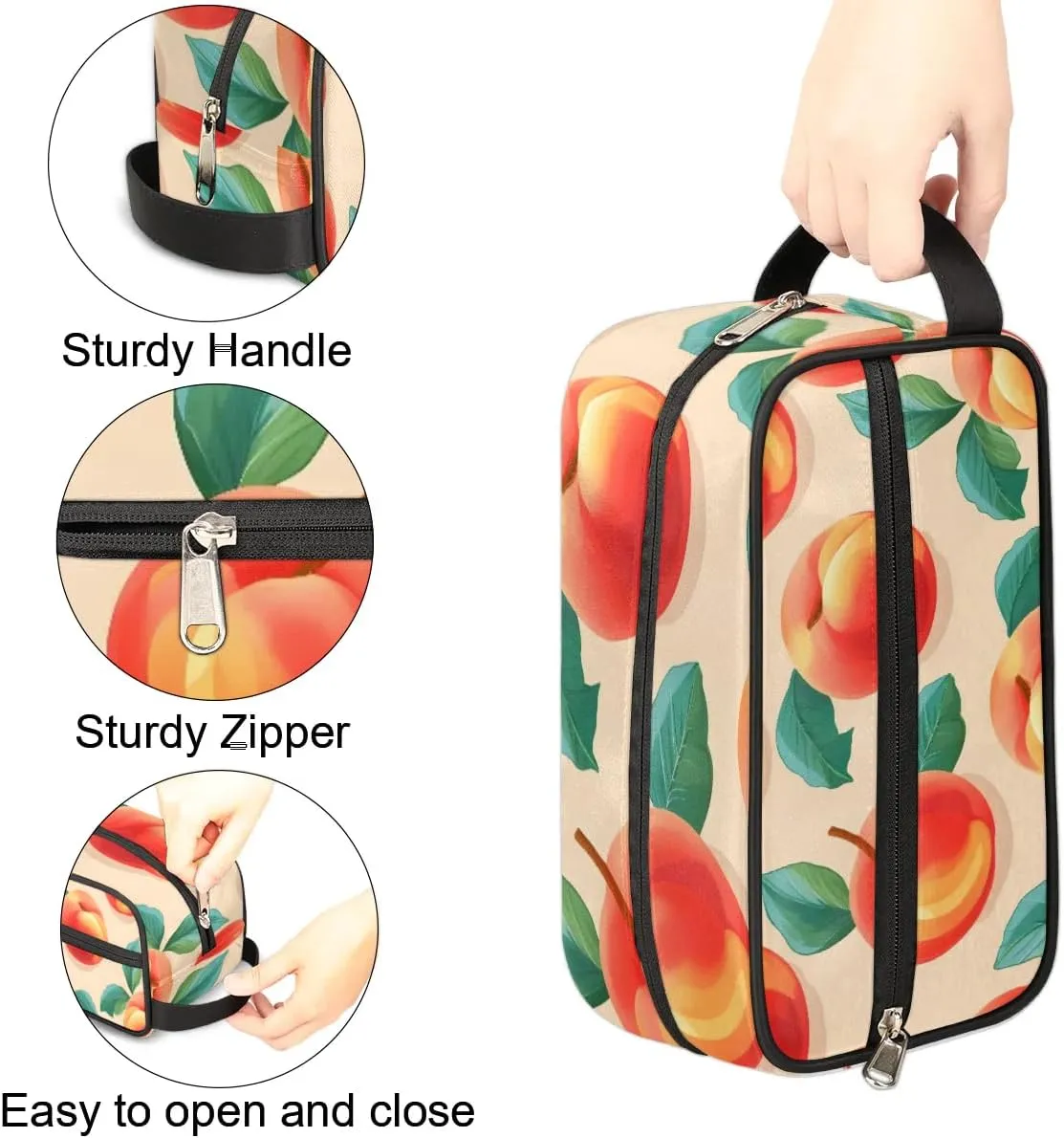 Travel Toiletry Bag for Women Men Peach Theme Hanging Cosmetic Bag Waterproof Makeup Bag for Shaving Makeup Toothbrush & Travel Essentials