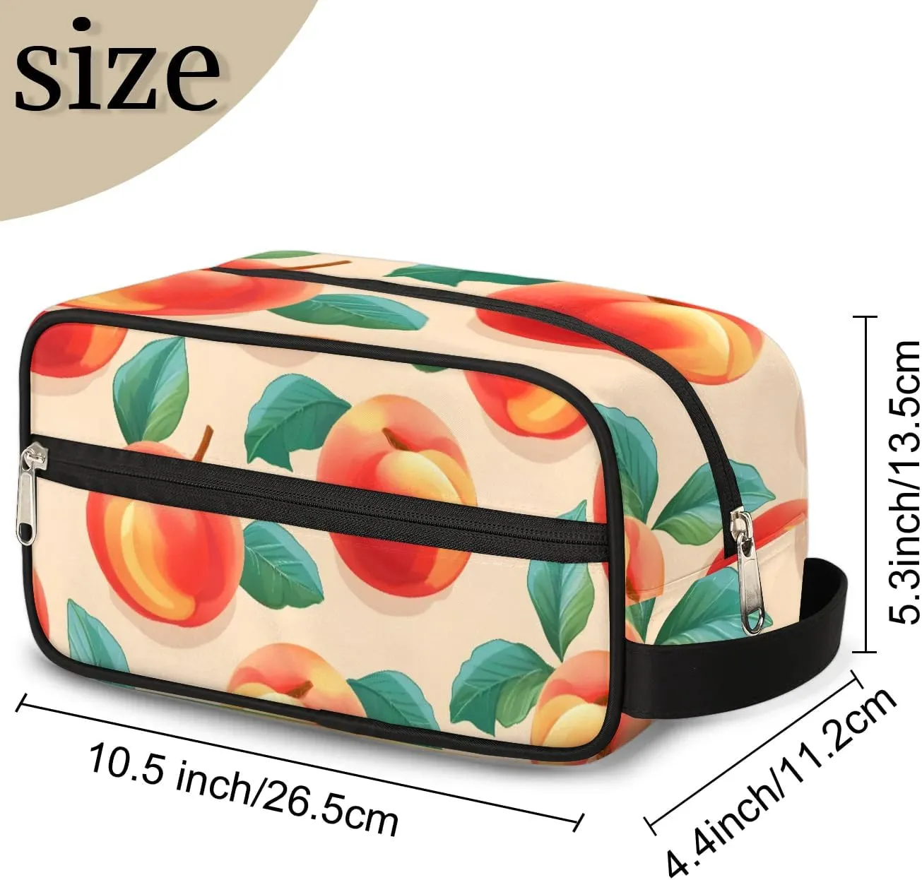 Travel Toiletry Bag for Women Men Peach Theme Hanging Cosmetic Bag Waterproof Makeup Bag for Shaving Makeup Toothbrush & Travel Essentials