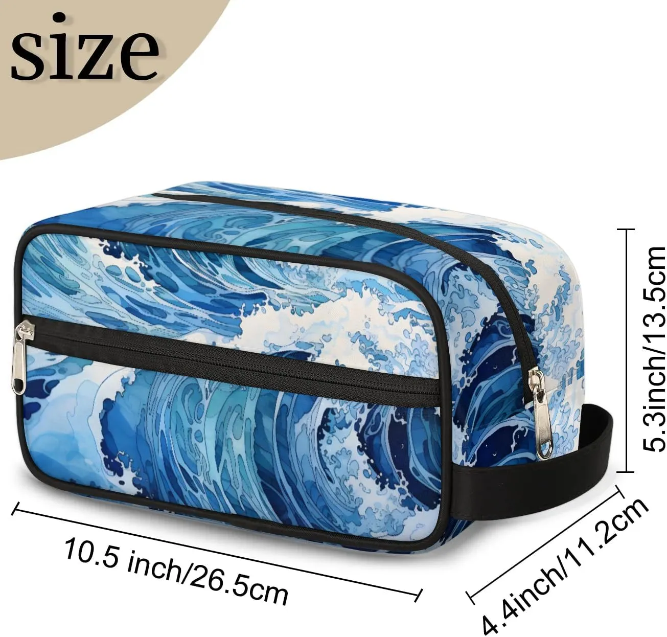 Travel Toiletry Bag for Women Men Sea Art Printing Hanging Cosmetic Bag Waterproof Makeup Bag for Shaving Makeup Toothbrush & Travel Essentials
