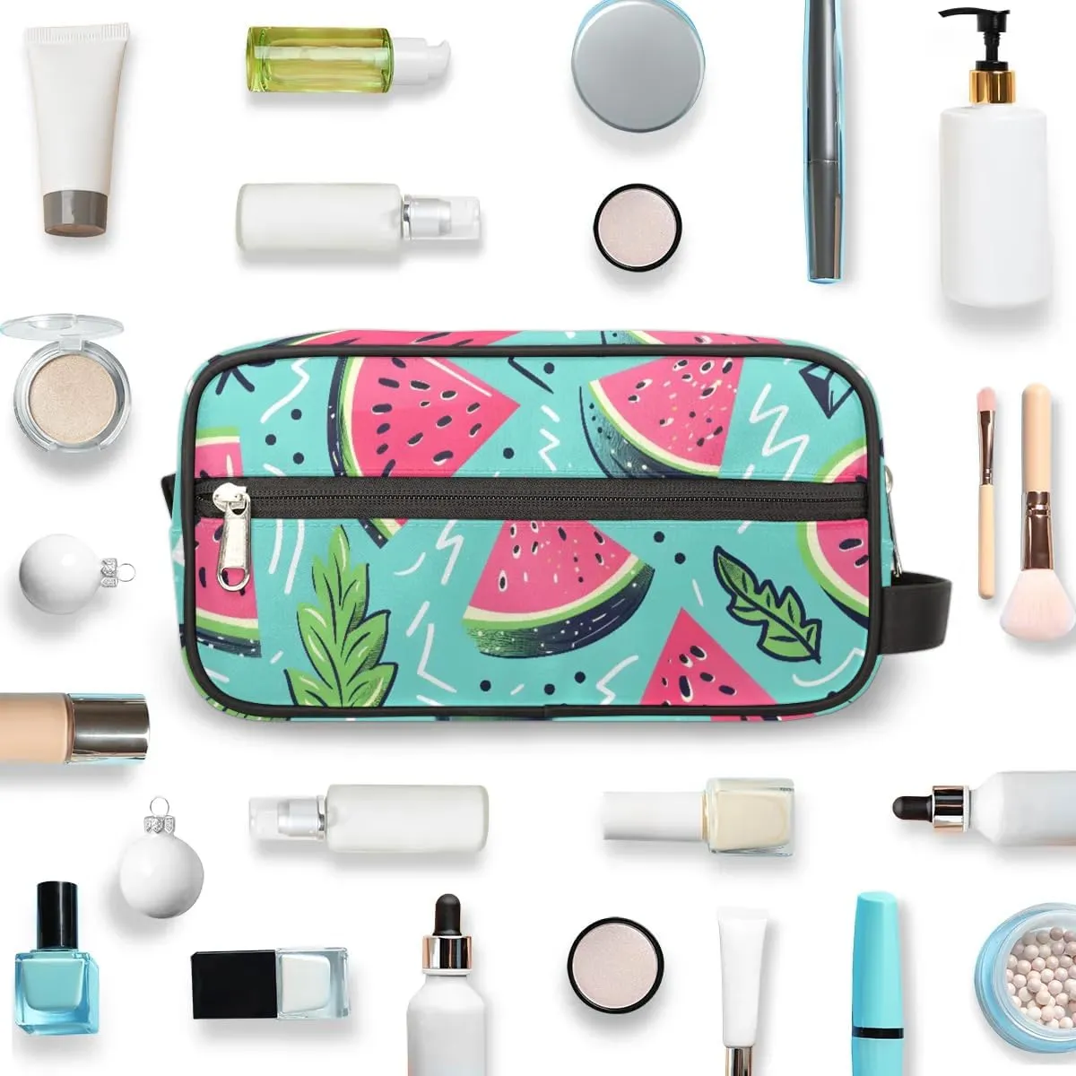 Travel Toiletry Bag for Women Men Summer Watermelon Slices Hanging Cosmetic Bag Waterproof Makeup Bag for Shaving Makeup Toothbrush & Travel Essentials