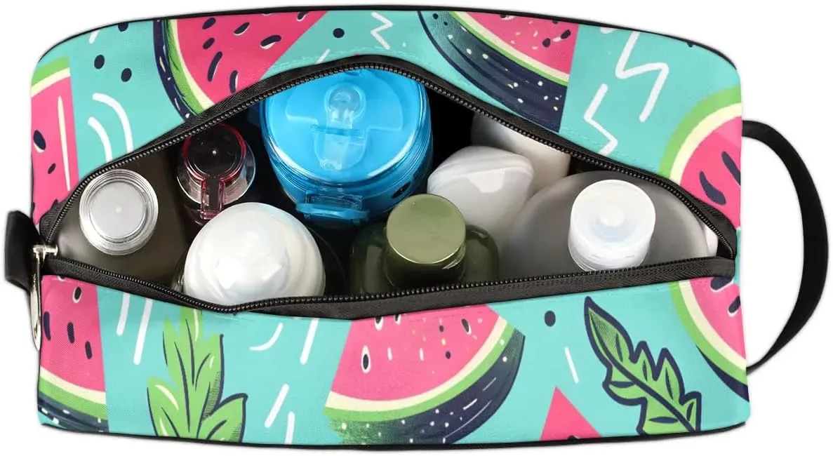 Travel Toiletry Bag for Women Men Summer Watermelon Slices Hanging Cosmetic Bag Waterproof Makeup Bag for Shaving Makeup Toothbrush & Travel Essentials