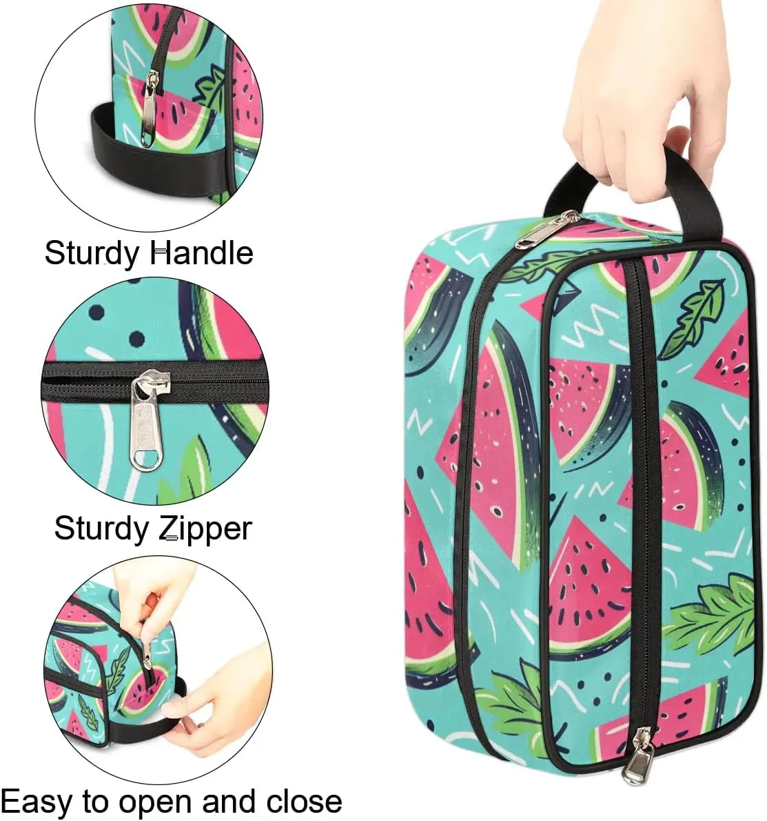 Travel Toiletry Bag for Women Men Summer Watermelon Slices Hanging Cosmetic Bag Waterproof Makeup Bag for Shaving Makeup Toothbrush & Travel Essentials