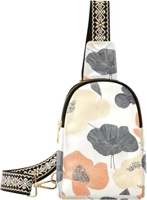 trendy Clear Lines Bohemian Flowers Safari small fanny pack leather sling backpack for women for day pack