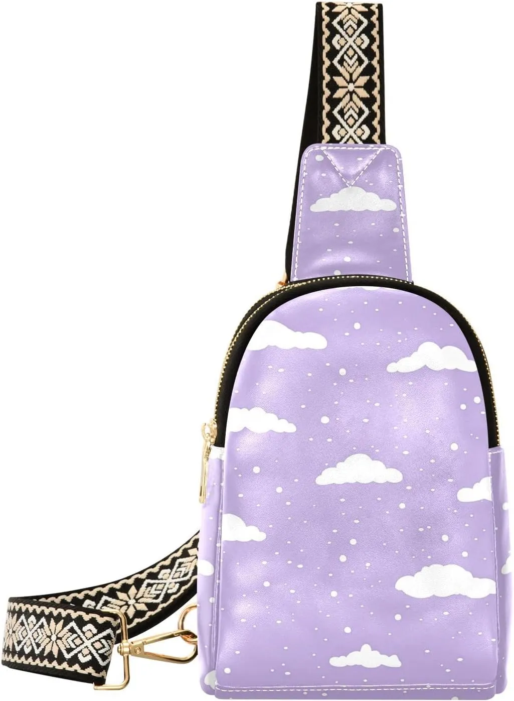 trendy Pastel Snow Purple travel fanny pack leather small sling bag for day pack