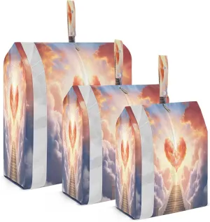 Valentine's Day Heart Sky Compression Packing Cubes Suitcase Organizer Bags Set for Travel Cubes for Carry on Luggage