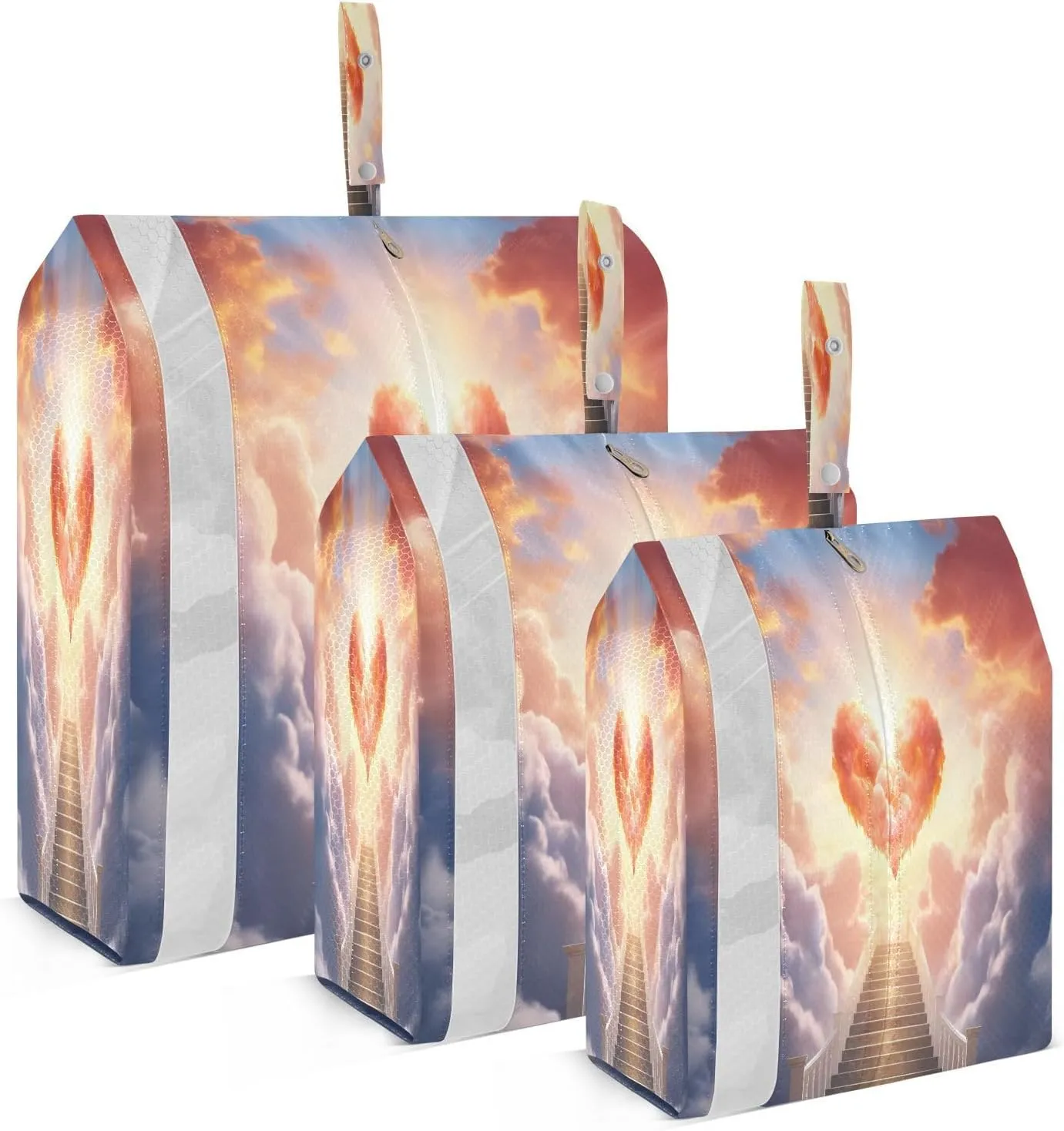 Valentine's Day Heart Sky Compression Packing Cubes Suitcase Organizer Bags Set for Travel Cubes for Carry on Luggage