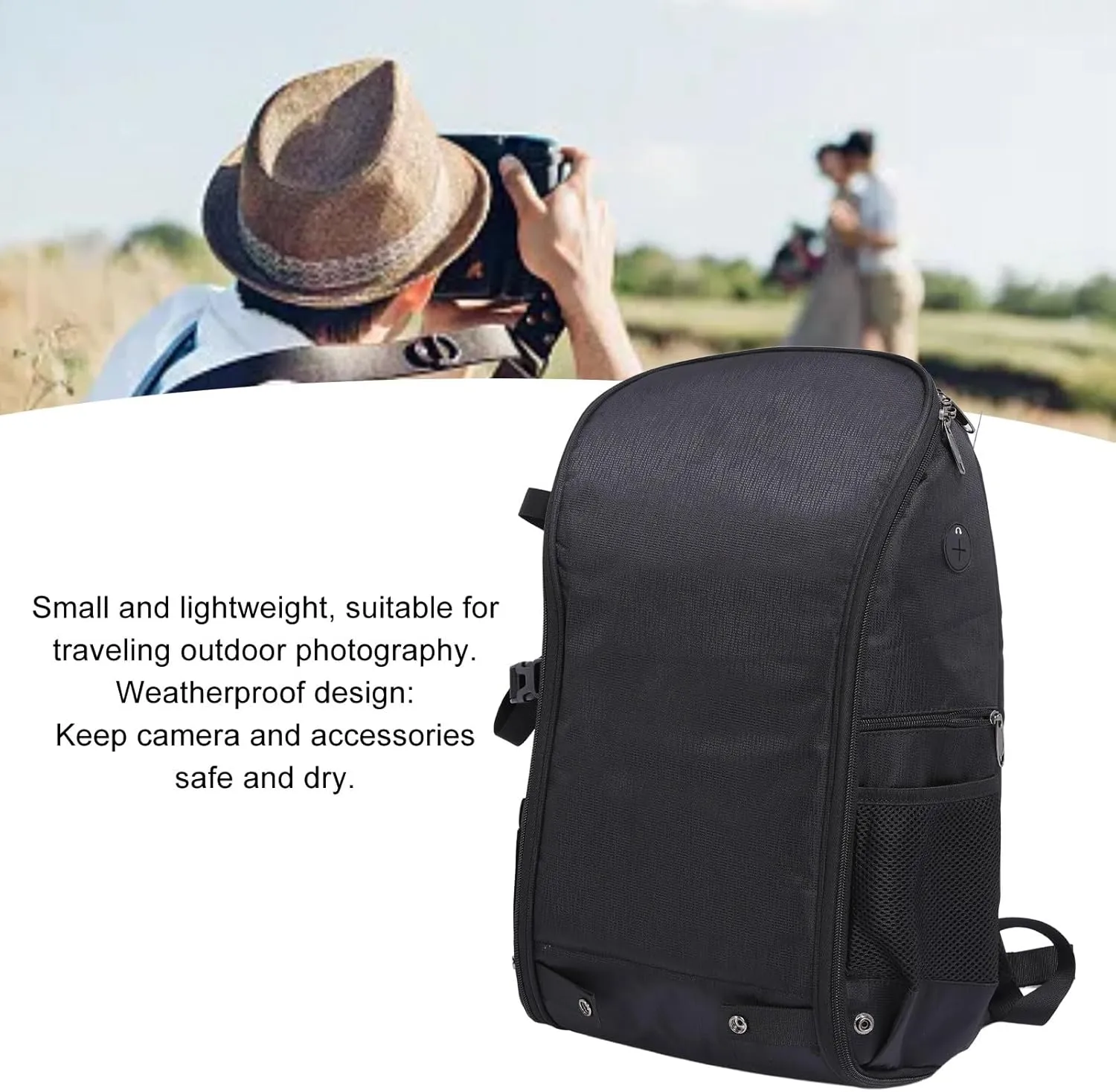 VBESTLIFE Camera Backpack, DSLR SLR Mirrorless Photography Camera Bag with 15.6 inch Laptop Compartment Compatible with Digital SLR Cameras, Phones, Filters, Data Cables, etc. (Black)